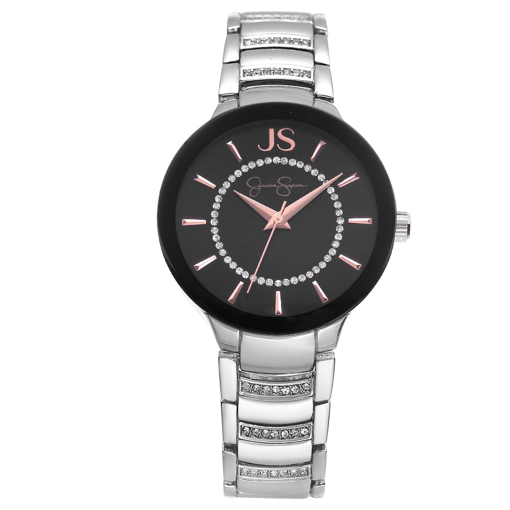 JESS  Jessica Simpson Rose Gold Tone 36mm Crystal Encrusted