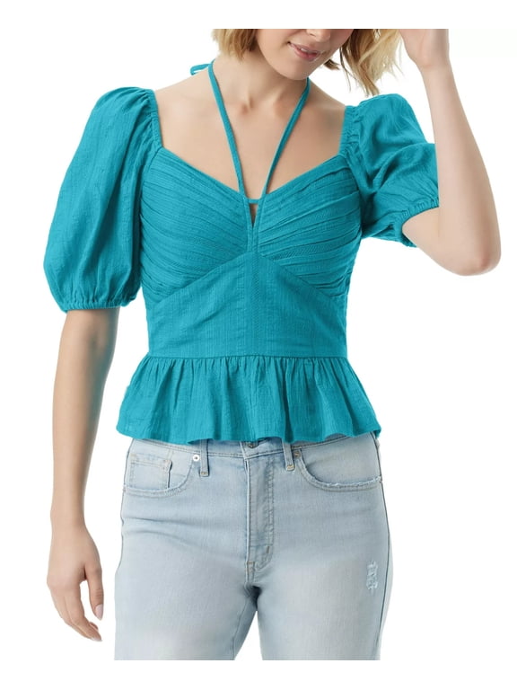 Ami Sweetheart Halter-Tie Top Women's XL Pagoda Blue Pullover