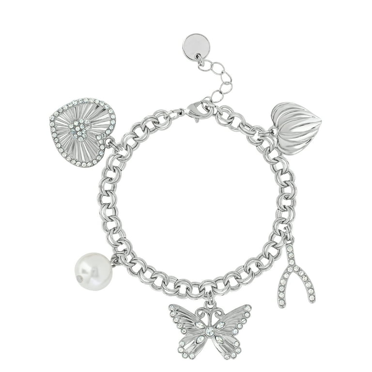 Jessica Simpson Women's Silvertone Charm Bracelet - Walmart.com