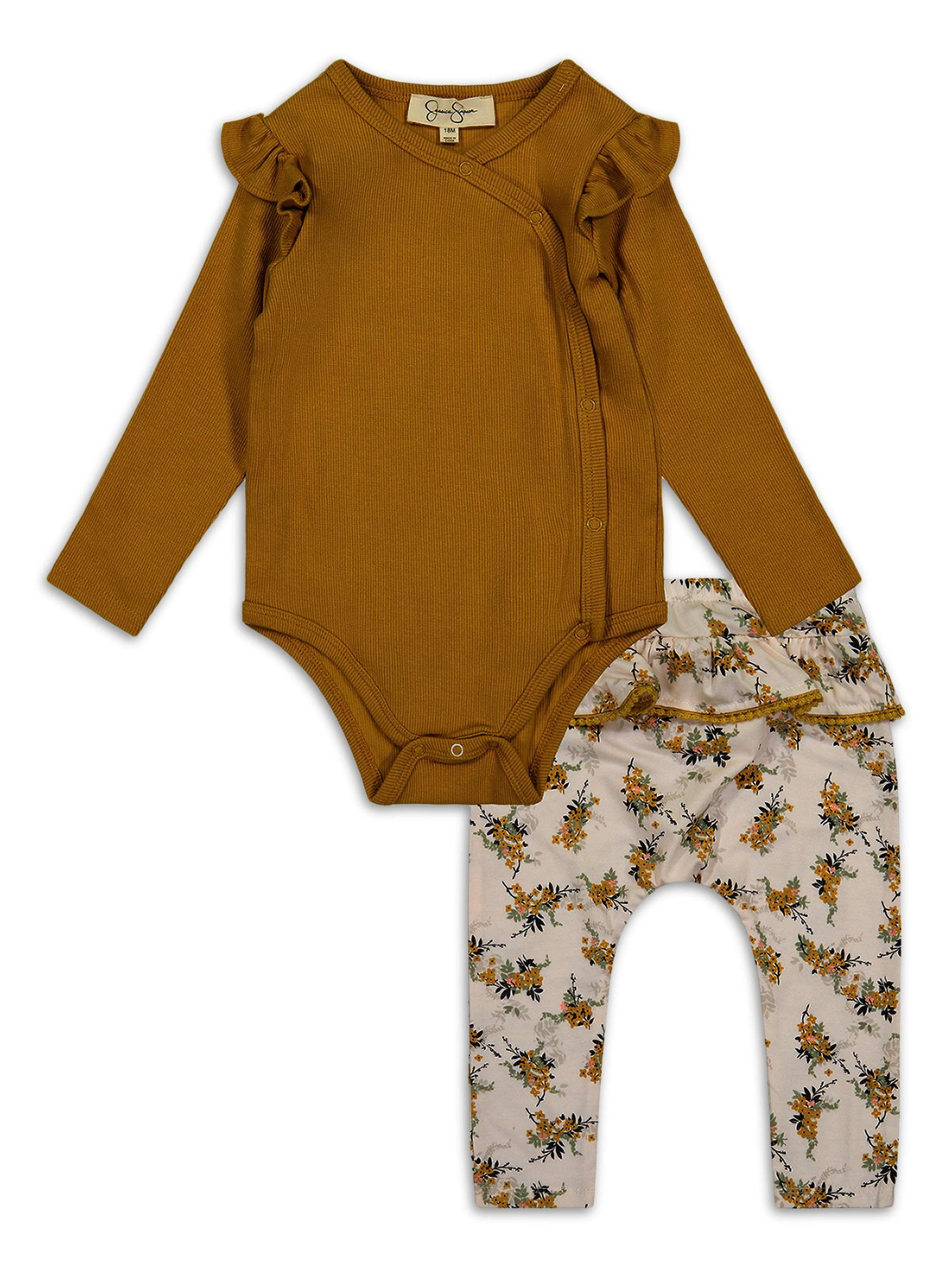 Jessica Simpson Baby Girls' Bodysuit & Pants Outfit, 2Piece Set
