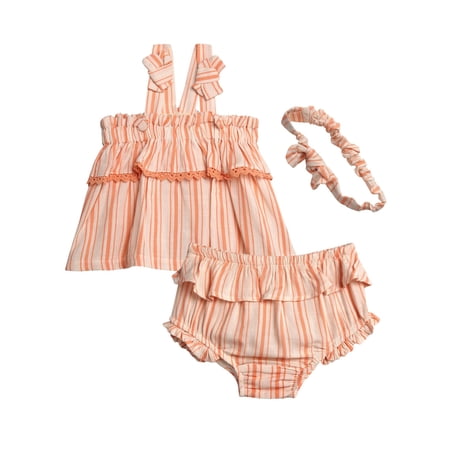 Jessica Simpson Baby Girls' Layette Bloomer set with Headband, Sizes 0-24M