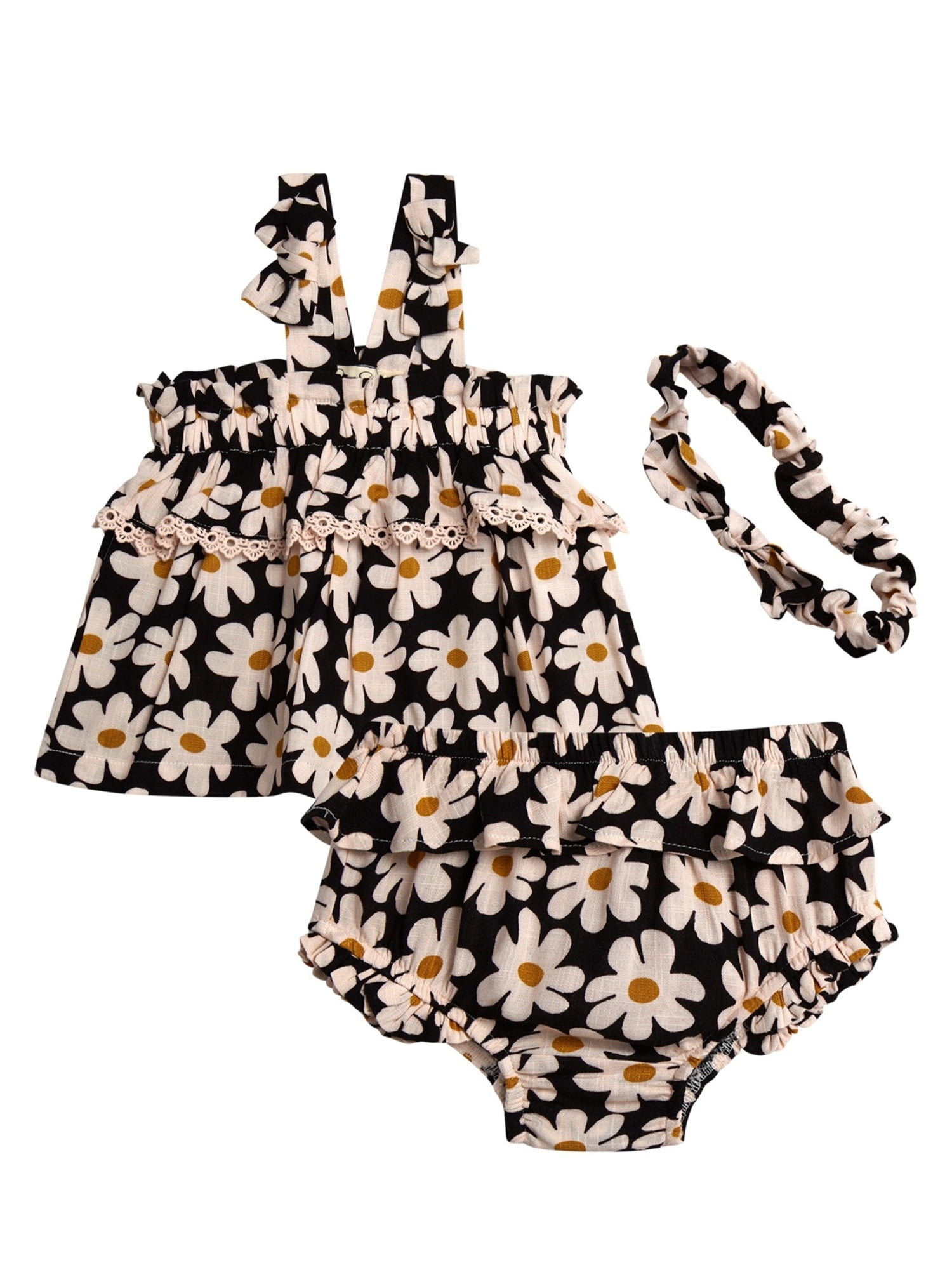 Jessica Simpson Baby Girls' Layette Bloomer set with Headband, Sizes 0-24M