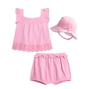 Jessica Simpson Baby Girls' Layette Bloomer set with Sunhat Sizes 0-24M