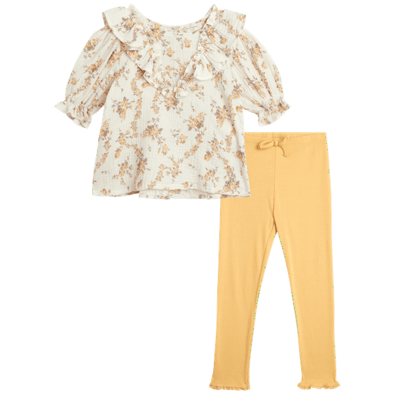 Jessica Simpson Baby Girls' Leggings Set - 2 Piece T-Shirt and Leggings - Pants Set (12M-16)