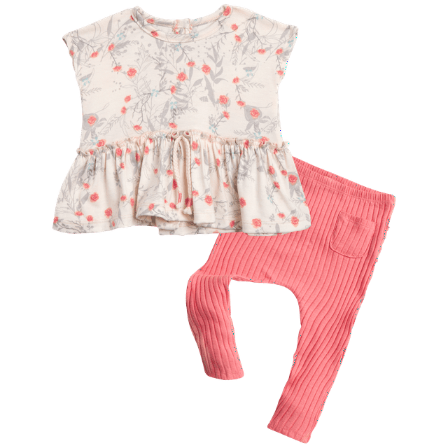 Jessica Simpson Baby Girls' Pants Set 2 Piece Ruffle Bottom Blouse