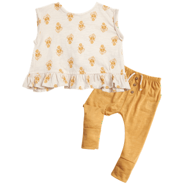 Jessica Simpson Baby Girls' Pants Set - 2 Piece Ruffle Bottom Blouse and Pants (0-24M)