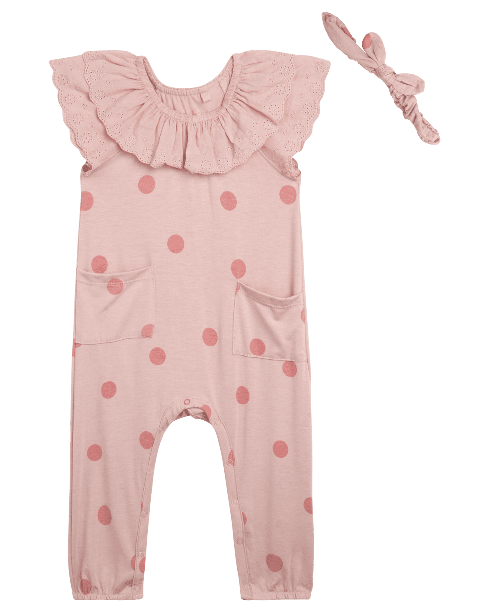 Jessica Simpson Baby Girls' Romper Casual One Piece Short Sleeve Romper Jumpsuit with Headband