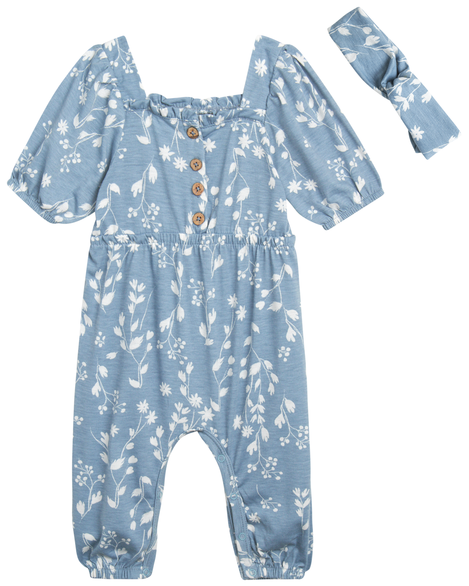 Jessica Simpson Baby Girls' Romper Casual One Piece Short Sleeve Romper Jumpsuit with Headband