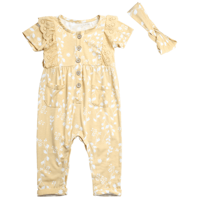 Jessica Simpson Baby Girls' Romper - Casual One Piece Short Sleeve ...