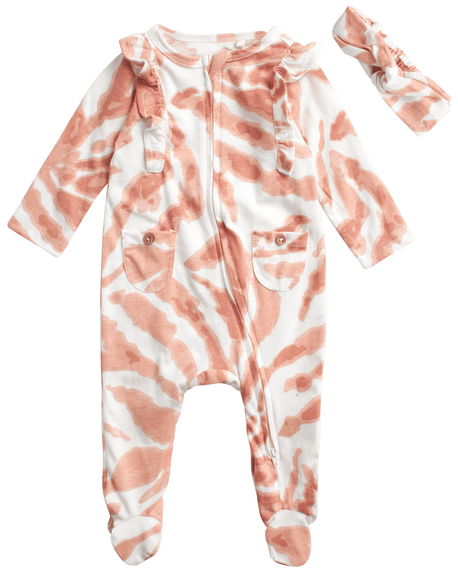 Jessica Simpson Baby Girls' Romper One Piece Footie Jumpsuit, Hat