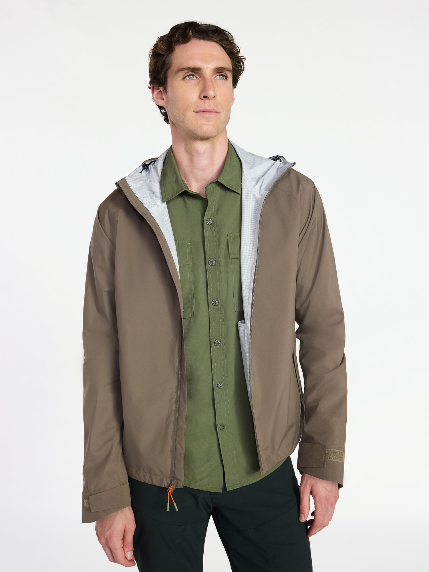 Ozark Trail Men's and Big Men's Sealed Seam Rain Jacket Pinnacle System, Sizes S-3XL