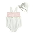 thumbnail image 1 of Jessica Simpson Baby Girls' Smocked Cotton Romper with Sun Hat Set, 2-Piece, Sizes 0M-24M, 1 of 10