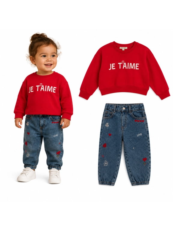 Baby Toddler Girls Pants Set Pullover Sweatshirt and Jogger Sweatpants 2 Piece 12M-6X