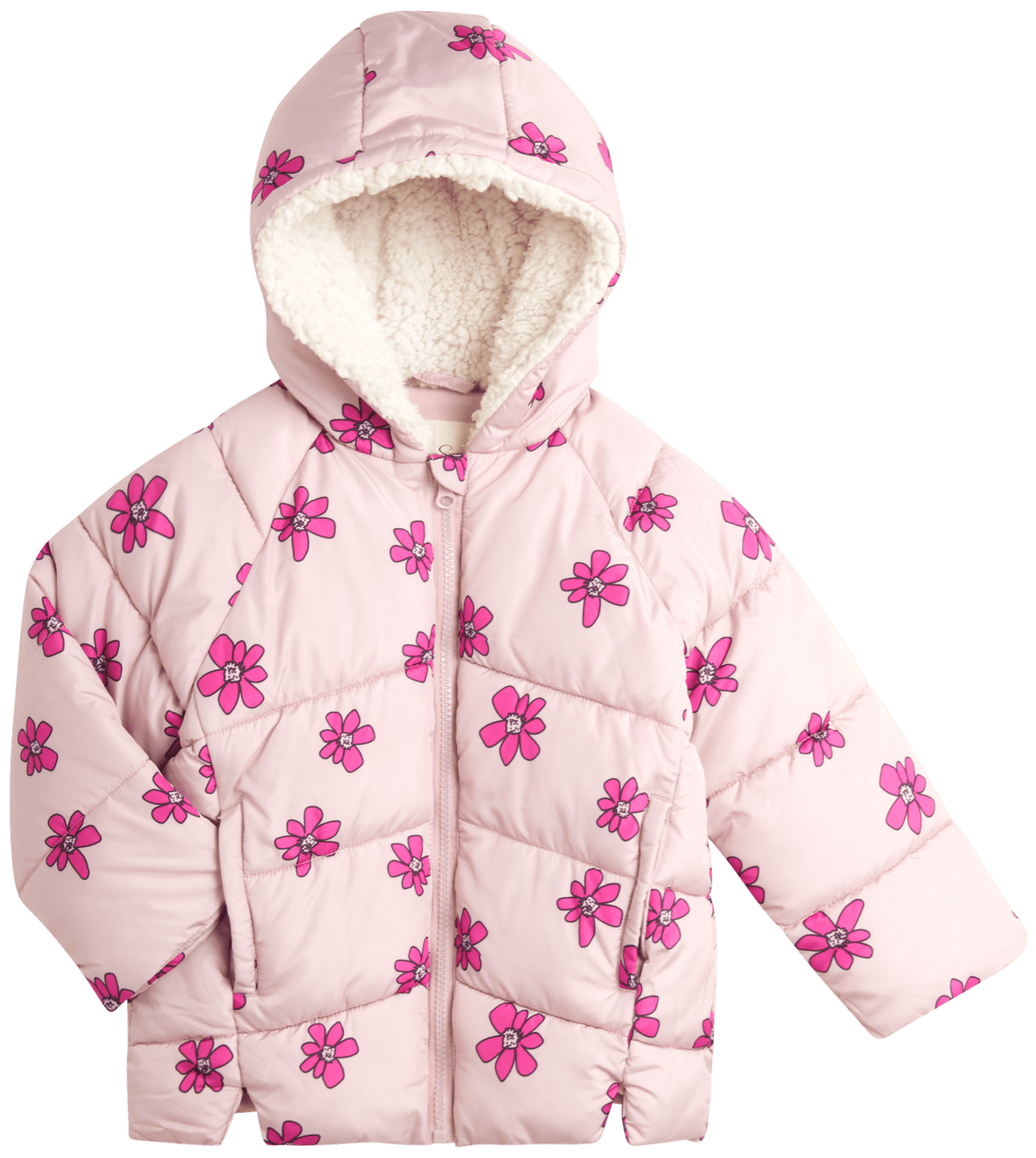 Jessica Simpson Girls 7-16 Hooded Puffer Jacket with Faux Fur Trim