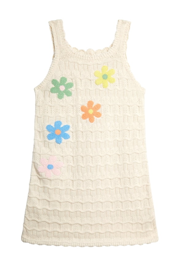 Baby and Toddler Girls' Crochet Cover-up Dress with Floral Applique, Sizes 12M-5T