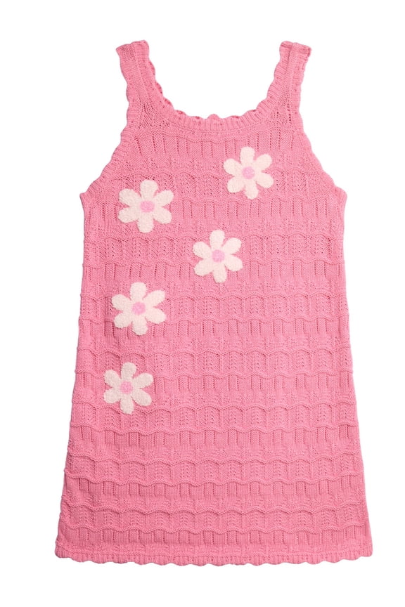Baby and Toddler Girls' Crochet Dress with Floral Applique, Sizes 12M-5T