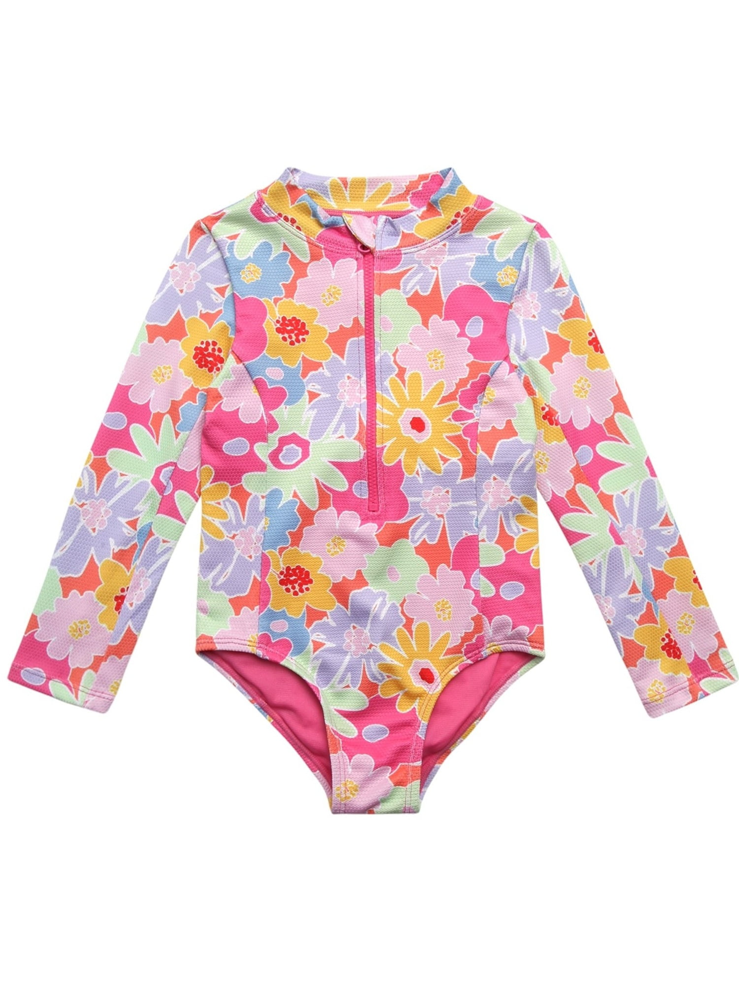 Jessica Simpson Baby and Toddler Girls' Long Sleeve Rashguard Swimsuit, Size 12M - 5T