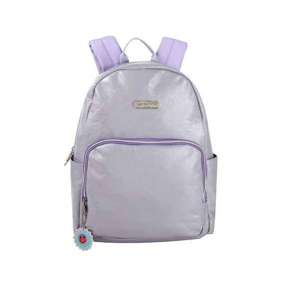 Jessica Simpson Women’s Top Carry Handle Laptop Backpack with Padded Mesh Shoulder Straps and Side Water Bottle Pockets for Commuting and Travel in Purple Shimmer