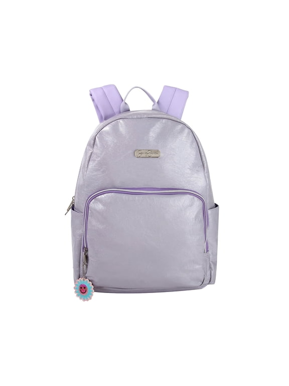 Women’s Top Carry Handle Laptop Backpack with Padded Mesh Shoulder Straps and Side Water Bottle Pockets for Commuting and Travel in Purple Shimmer