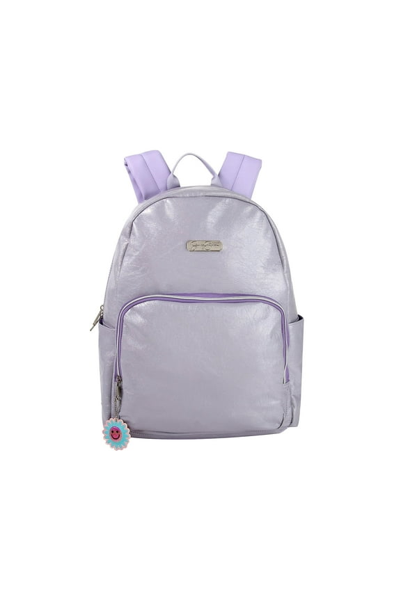 Women’s Top Carry Handle Laptop Backpack with Padded Mesh Shoulder Straps and Side Water Bottle Pockets for Commuting and Travel in Purple Shimmer