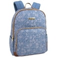 thumbnail image 1 of Jessica Simpson Women’s Vegan Leather Trim Laptop Backpack with Padded Mesh Shoulder Straps and Side Water Bottle Pockets for Commuting and Travel in Blue Floral, 1 of 8
