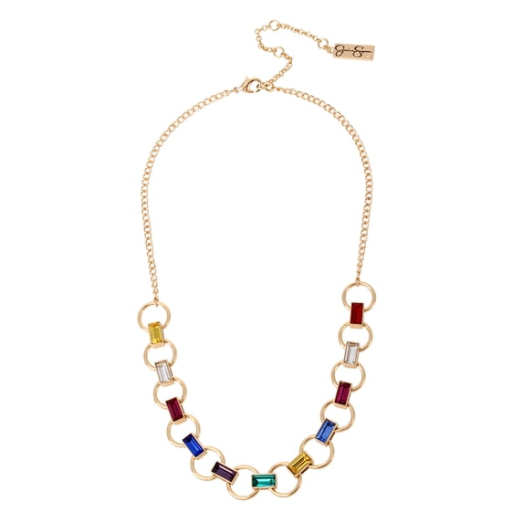 Jessica Simpson Baguette Link Gold Necklace, 16" Length