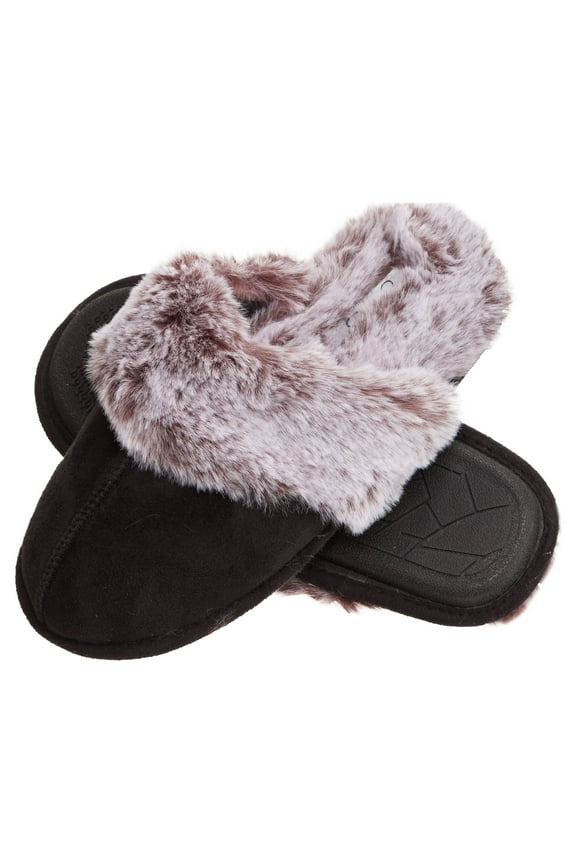 Comfy Faux Fur Womens House Slipper Scuff Memory Foam Slip On Anti-Skid Sole