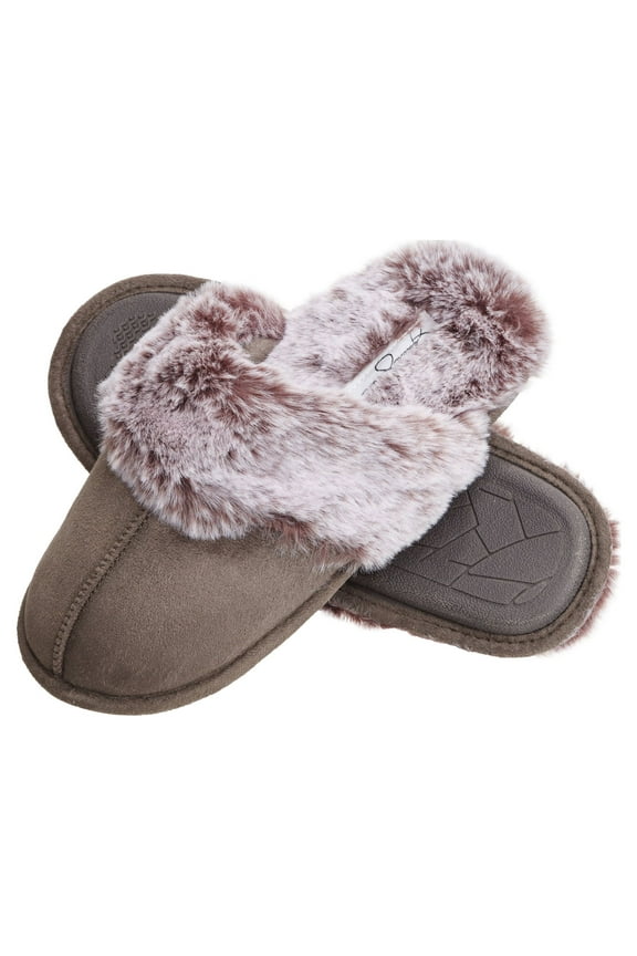 Comfy Faux Fur Womens House Slipper Scuff Memory Foam Slip On Anti-Skid Sole