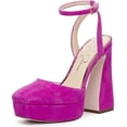 thumbnail image 1 of Jessica Simpson Deirae Black Ankle Strap Block Heel Almond Toe Fashion Pumps (Black, 9.5), 1 of 6