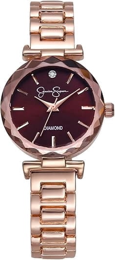 Jessica Simpson Diamond Collection Women Watch, Classic Quartz, Metal Band, Round Faceted Crystal Face, Elegant Dress Watch for Women