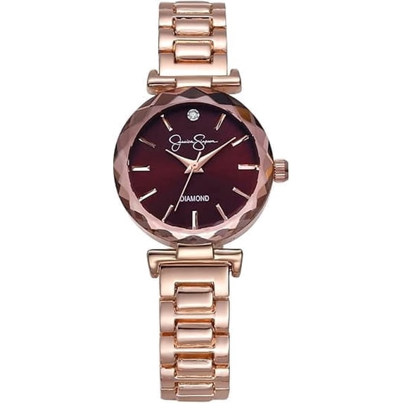 Jessica Simpson Diamond Collection Women Watch, Classic Quartz, Metal Band, Round Faceted Crystal Face, Elegant Dress Watch for Women