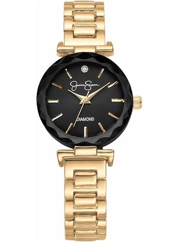 Diamond Collection Women Watch, Classic Quartz, Metal Band, Round Faceted Crystal Face, Elegant Dress Watch for Women