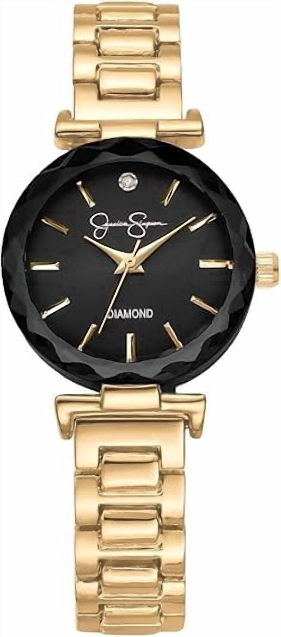 Jessica Simpson Diamond Collection Women Watch, Classic Quartz, Metal Band, Round Faceted Crystal Face, Elegant Dress Watch for Women