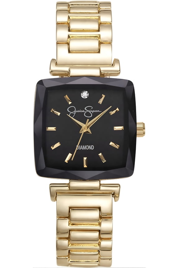 Diamond Collection Women's Square Dial Watch, Metal Band, Classic Quartz Movement, Elegant Dress Watch