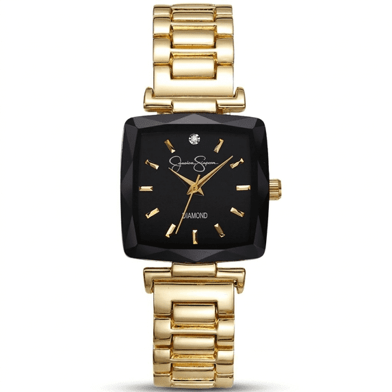 Jessica Simpson Diamond Collection Women's Square Dial Watch, Metal Band, Classic Quartz Movement, Elegant Dress Watch