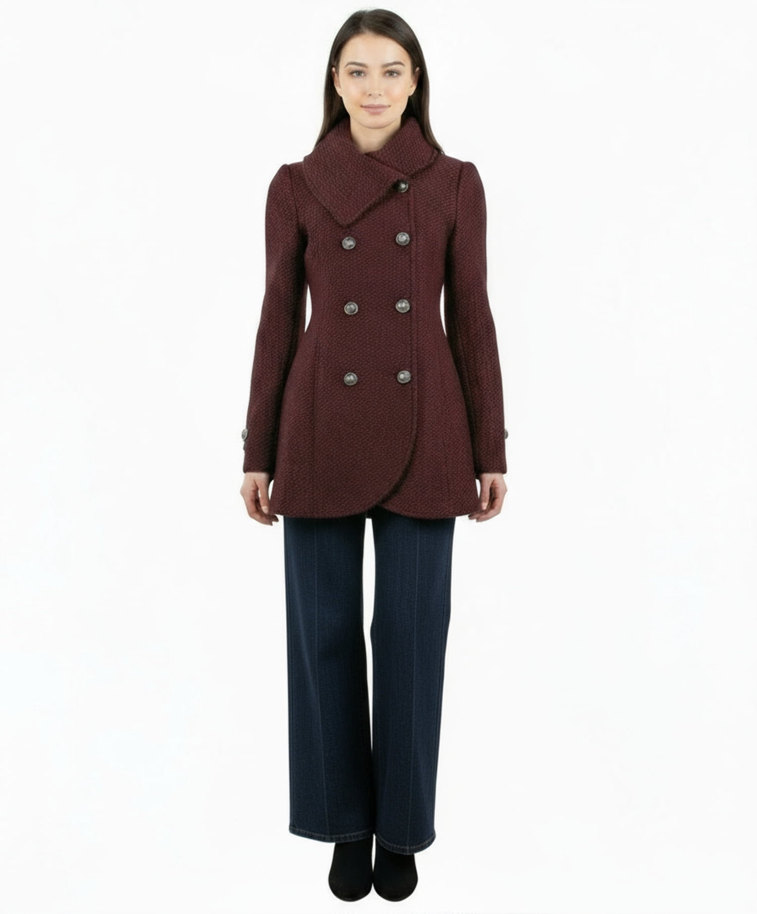 Jessica Simpson Envelope Collar Tweed A-line Coat - Walmart.com display picture 1