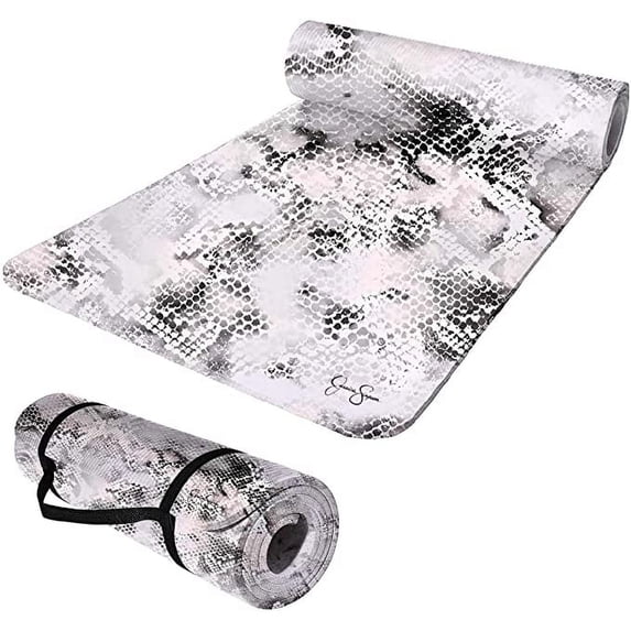 Jessica Simpson Extra Thick Fitness Yoga Mat with Carrying Strap, Snake