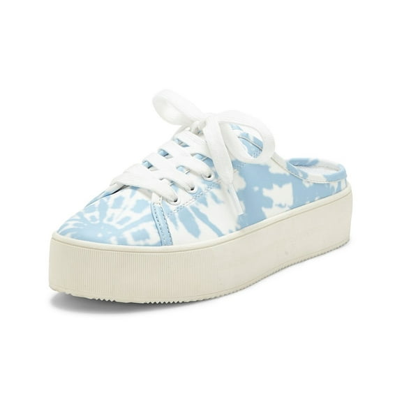 Jessica Simpson Eyden Lace up Mules Slip On Slide Sneakers Blue Printed (BRIGHT WHITE COMBO, 8.5)