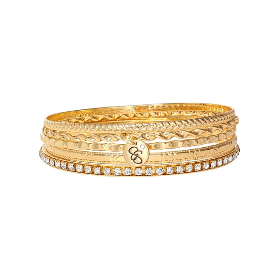 Jessica Simpson Women's Rhinestone Bangle Bracelet Set, 5-Piece