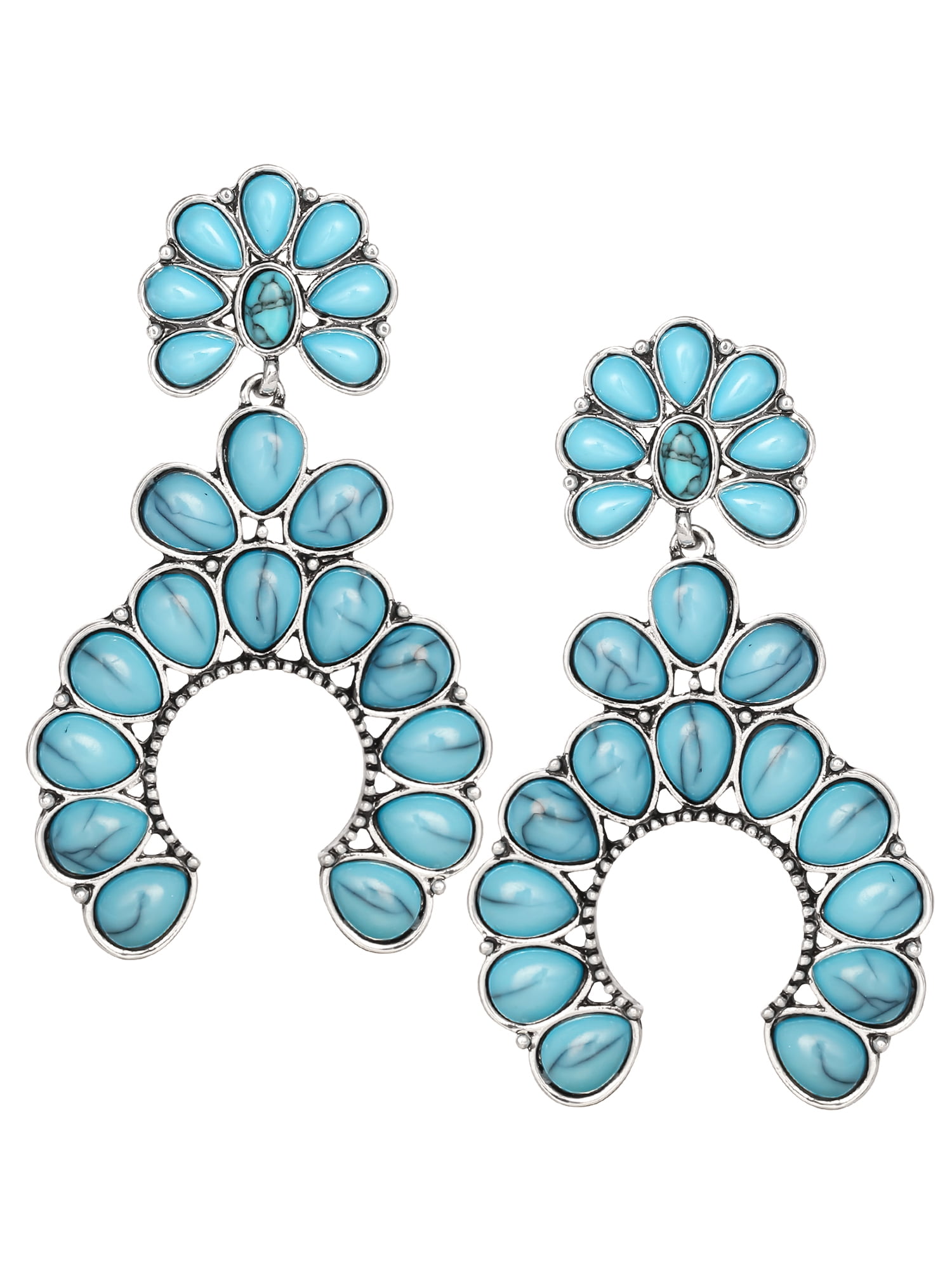 Jessica Simpson Fashion Metal Faux Turquoise Stone Drop Earring