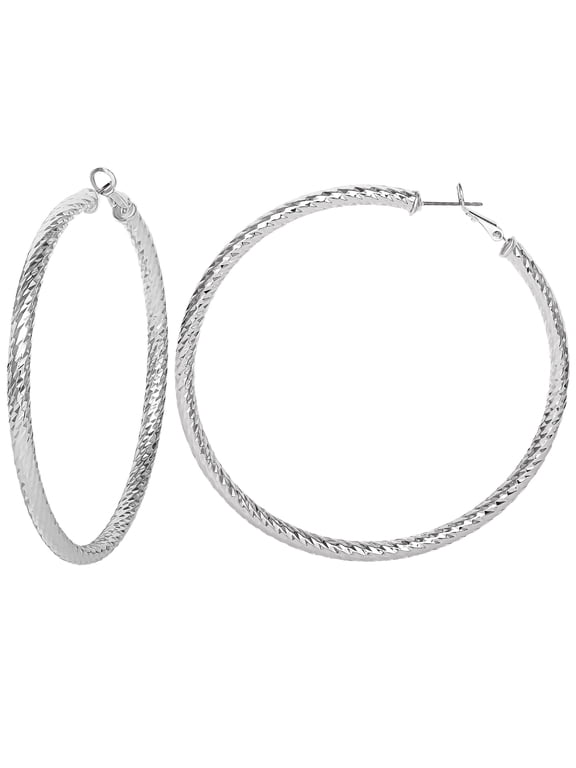 Fashion Metal Textured Hoop Earring