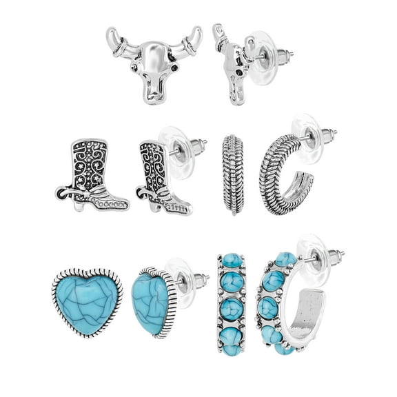 Jessica Simpson Women’s Faux Turquoise Earrings Set, 5 Pairs