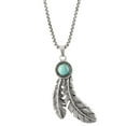 thumbnail image 1 of Jessica Simpson Faux Turquoise Stone Feather Necklace, Silver Tone, 28" +3", 1 of 4