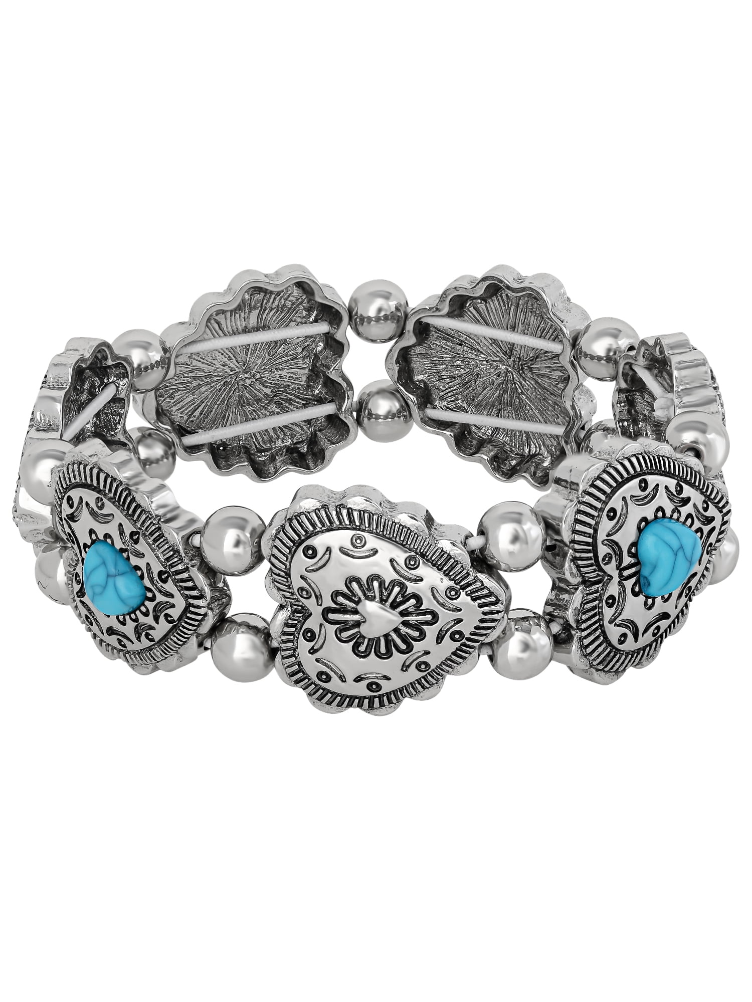 Jessica Simpson Women's Faux Turquoise Heart Stretch Bracelet
