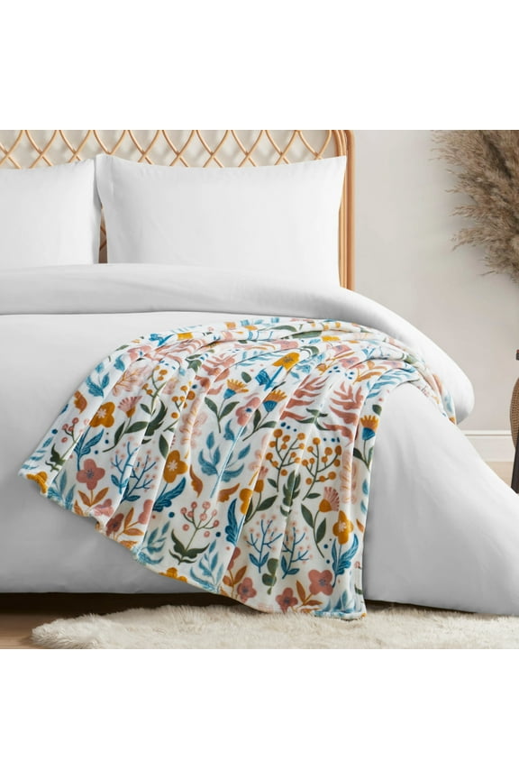 Floral Plush Throw Blanket, Blush, 50" x 70"