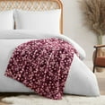 thumbnail image 1 of Jessica Simpson Floral Plush Throw Blanket, Wine Red, 50" x 70", 1 of 5
