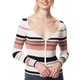 thumbnail image 1 of Jessica Simpson GARDENIA STRIPE Hollie Rib-Knit V-Neck Top, US Medium, 1 of 3