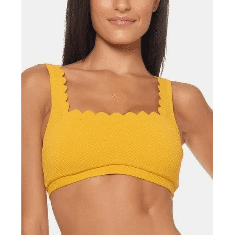 Jessica Simpson GOLDIE Scalloped Over The Shoulder Bikini Swim Top US X Large
