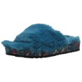 thumbnail image 1 of Jessica Simpson Gema Teal Blue Open Toe Furry Wedge Platform Mule Slide Sandals (5), 1 of 6