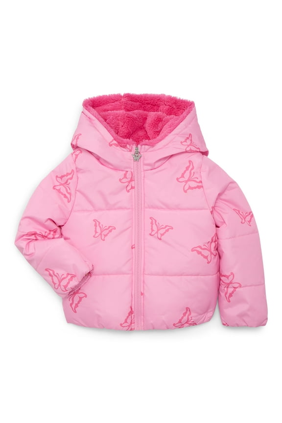 Girls Butterfly Cropped Puffer Jacket, Sizes 4-16